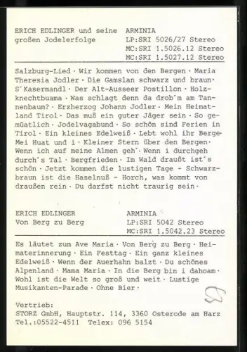 AK Musiker Erich Edlinger in Tracht, Autograph