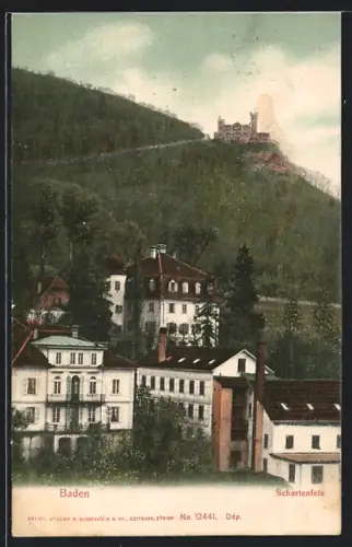 AK Baden, Schartenfels, Ortspartie mit Schloss