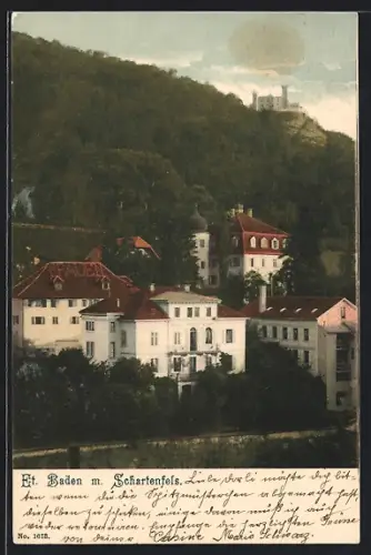 AK Baden, Teilansicht mit Blick nach Schloss Schartenfels