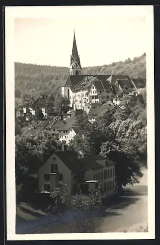 AK Baden, Teilansicht mit kath. Kirche