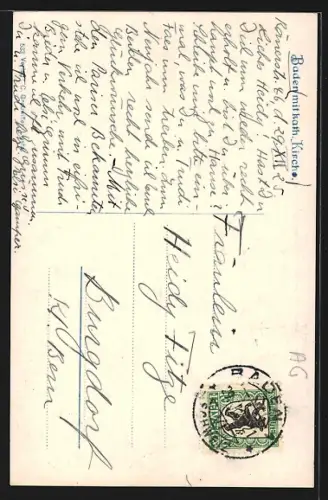 AK Baden, Teilansicht mit kath. Kirche