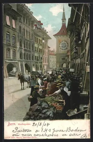AK Bern, Marktstände in der Marktgasse