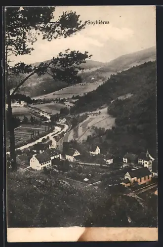 AK Soyhières, Totalansicht mit Umgebung aus der Vogelschau