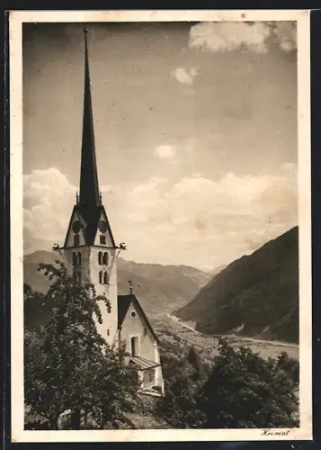 AK Seewis i. P., Heimat, Kirche mit Talblick