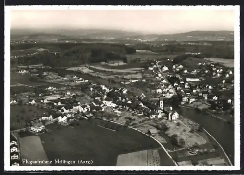 AK Mellingen /Aarg., Totalansicht mit Fernblick vom Flugzeug aus