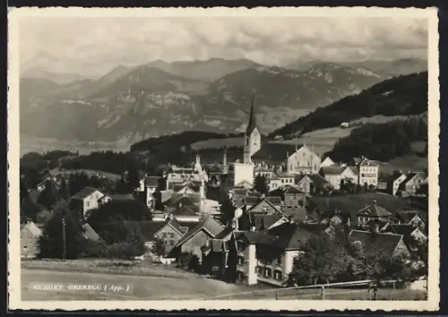 AK Oberegg /App., Totalansicht mit Bergpanorama aus der Vogelschau