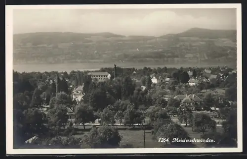 AK Meisterschwanden, Totalansicht mit Anlage, See und Fernblick aus der Vogelschau