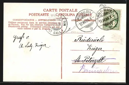 AK Wolfhalden, Totalansicht mit Seeblick aus der Vogelschau