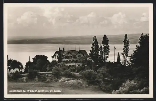 AK Walzenhausen, Pension Rosenberg Geschw. Leupp mit Bodensee