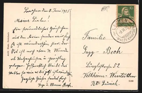 AK Lachen /Walzenhausen, Totalansicht mit Seeblick aus der Vogelschau