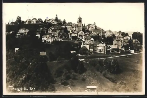 AK Trogen, Ortsansicht mit Kirche aus der Vogelschau