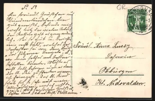 AK Landquart, Kathol. Kirche mit Gipfelpanorama