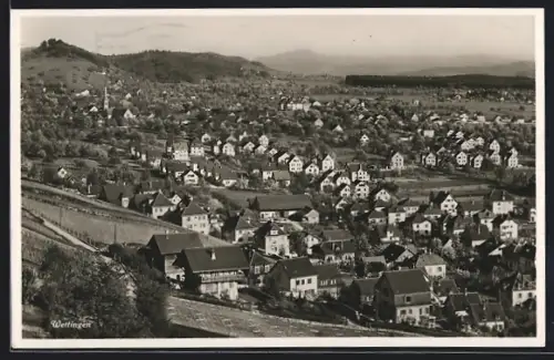 AK Wettingen, Gesamtansicht mit Fernblick aus der Vogelschau