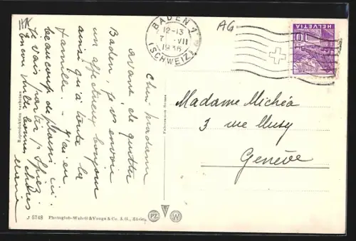 AK Wettingen, Gesamtansicht mit Fernblick aus der Vogelschau