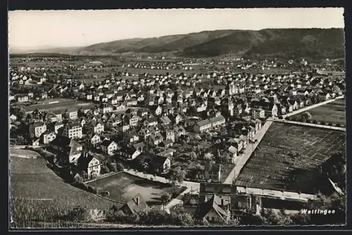 AK Wettingen, Totalansicht mit Strasse aus der Vogelschau