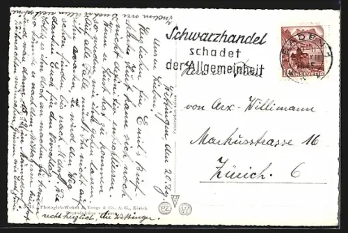 AK Wettingen, Totalansicht mit Strasse aus der Vogelschau