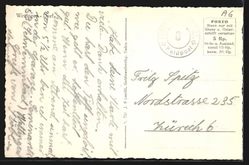 AK Wettingen, Dorf, Totalansicht aus der Vogelschau