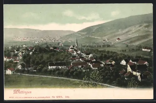 AK Wettingen, Totalansicht mit Nachbarort aus der Vogelschau