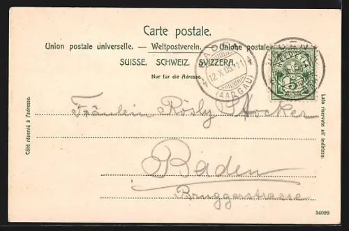 AK Wettingen, Totalansicht mit Nachbarort aus der Vogelschau