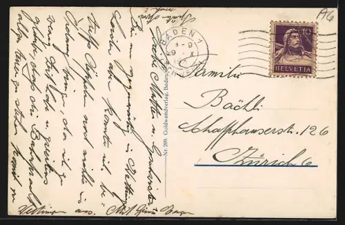 AK Wettingen, Ortsansicht aus der Vogelschau