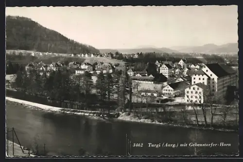AK Turgi /Aarg., Teilansicht mit Fluss u. Gebenstorfer Horn