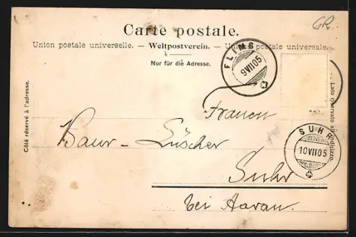 AK Flims, Ortsansicht aus der Vogelschau