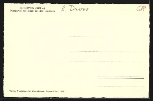 AK Monstein, Dorfpartie mit Blick auf das Gipshorn