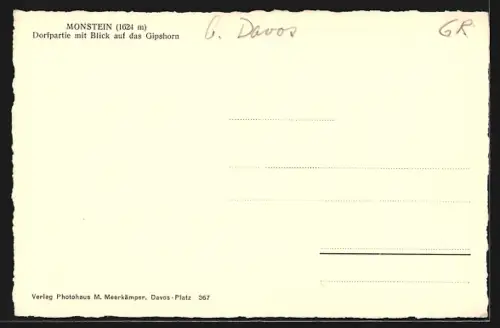 AK Monstein, Dorfpartie mit Blick auf das Gipshorn