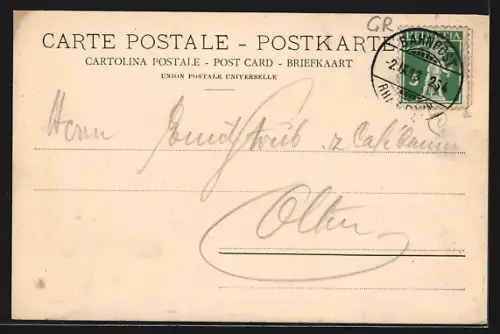 AK Sent, Ortsansicht mit Kirche gegen die Berge