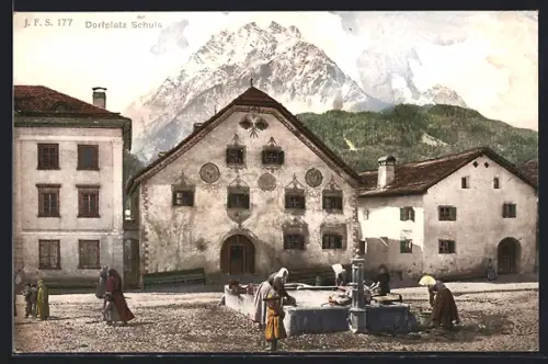 AK Schuls, Blick auf Dorfplatz