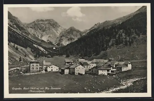 AK Scarl, Ortsansicht mit Alp Sesvenna