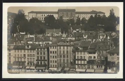 AK Zürich, Gasthaus Bierhalle Tiefenbrunnen-Bier, Hotel Limmatquai m. Politechnikum