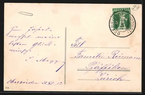 AK Oberrieden, Ortsansicht mit Kirche