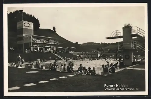 AK Heiden, Schwimm- u. Sonnenbad mit Sprungturm
