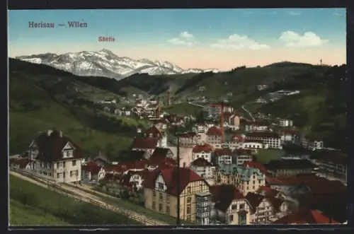 AK Herisau, Ortsansicht mit Säntis