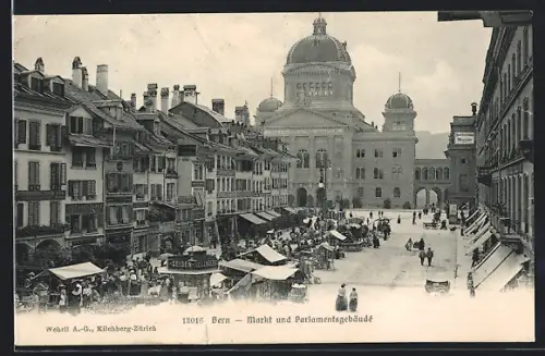 AK Bern, Markt und Parlamentsgebäude, Marktszene