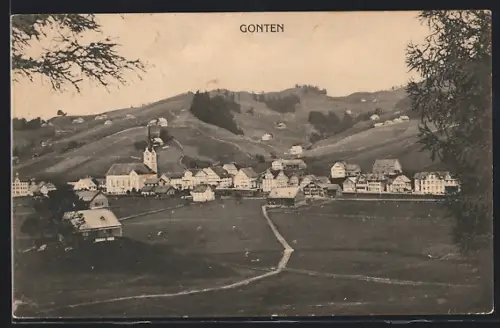 AK Gonten, Ortsansicht mit Kirche