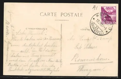 AK Weissbad, Ortsansicht aus der Vogelschau