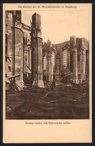 AK Hamburg-Neustadt, Ruinen der St. Michaeliskirche, Norder-Lektor mit Altarnische