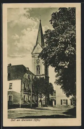 AK Zell am Waldstein, Kirche, Gasthof rotes Ross und Kirche