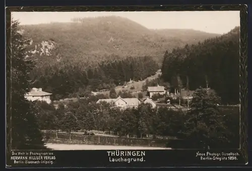 AK Thüringen, Lauchagrund, Waldlandschaft, Häuser, Berghang