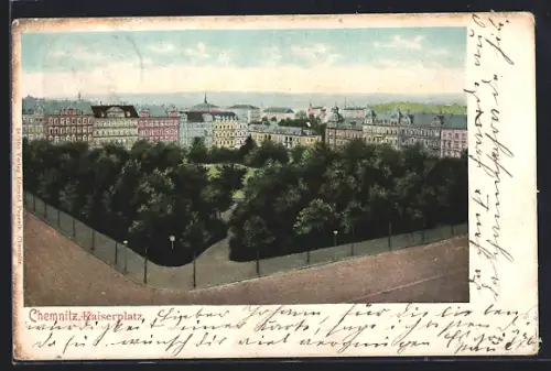 AK Chemnitz, Kaiserplatz aus der Vogelschau