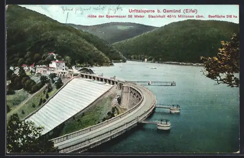 AK Gemünd /Eifel, Urfttalsperre, Staumauer, See
