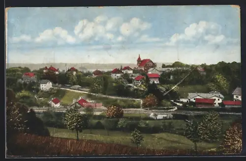 AK Feldafing /Starnbergersee, Ortsansicht mit Bahnschienen