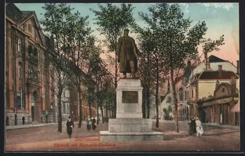 AK Dortmund, Südwall mit Bismarck-Denkmal