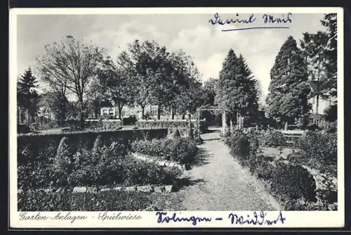 AK Solingen-Widdert, Kaffee-Restaurant Daniel Meis, Gartenanlagen, Spielwiese