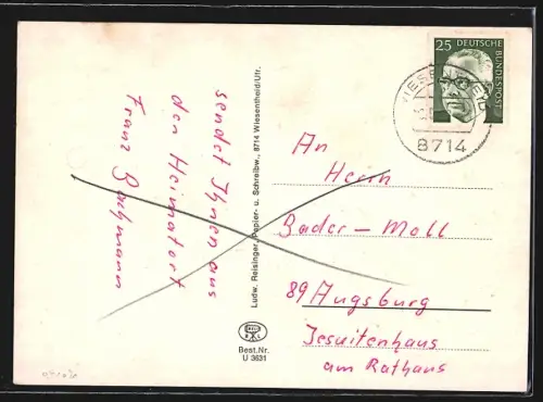 AK Wiesentheid Ufr., Schloss-Innenhof, Marienplatz, Balthasar-Neumann-Strasse