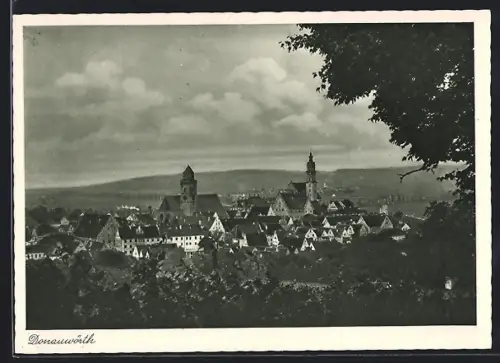 AK Donauwörth, Stadtansicht mit Kirche und historischen Gebäuden