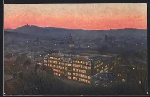 Künstler-AK Stuttgart, Abendstimmung, Gebäude des Allgem. Deutschen Versicherungs-Vereins a. G