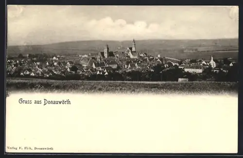 AK Donauwörth, Stadtpanorama mit Kirchen und historischen Gebäuden
